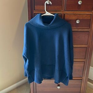 Loft women’s sweater, size medium. Navy blue , turtleneck sweater, 72% cotton